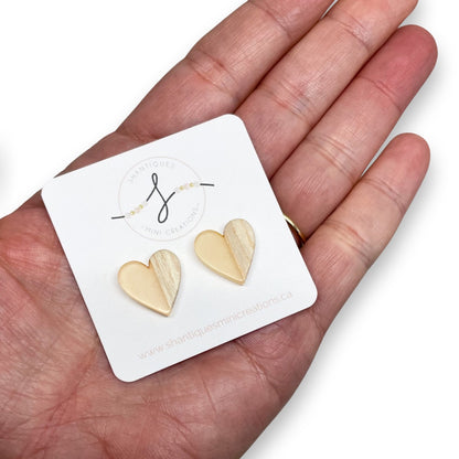 Wood Grain Hearts - Earrings